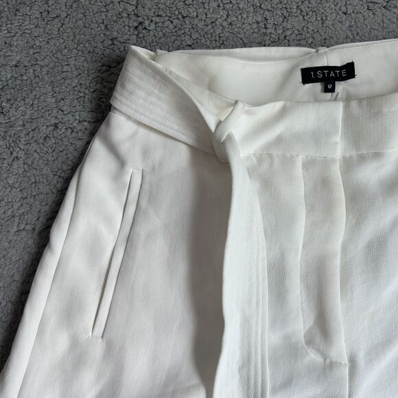 1. STATE The Fleur Ivory Textured Crepe Tie Waist Short Size 12 - Picture 4 of 14